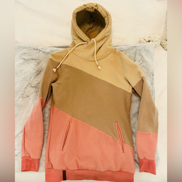 Ampersand Color block Surf Hoodie Pink & Tan XS - Picture 1 of 5